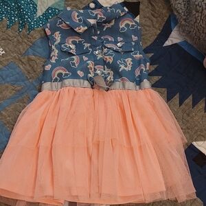 Little Lass Denim Unicorn Dress